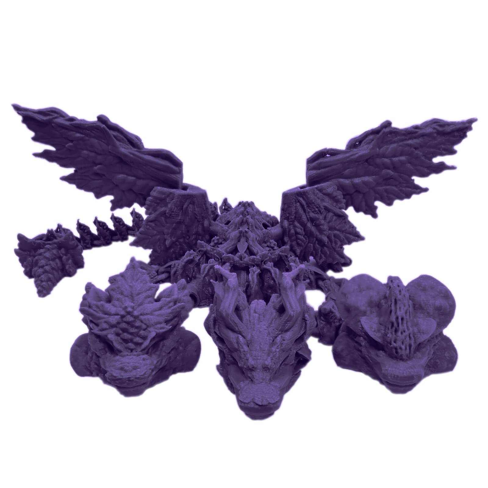 3D Printed Articulated Three-Headed Dragon Toy - Ancient Mythical Beast Monster with Deformable Joints, Anti-Anxiety Action Figure for Collectors (Lucky Purple, 15.7 Inches) - Perfect for Home Decor, Stress Relief, and Fantasy Collectibles