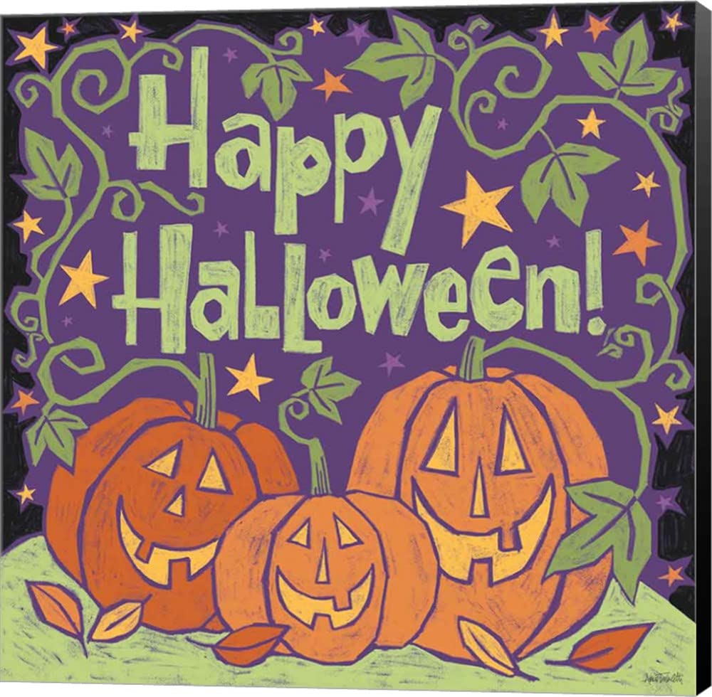 Halloween Pumpkin Canvas Art by Anne Tavoletti - 24x24 Inch Museum Wrapped Wall Decor with Black Sides | Perfect for Fall Home Decor, Thanksgiving & Halloween Party Decoration
