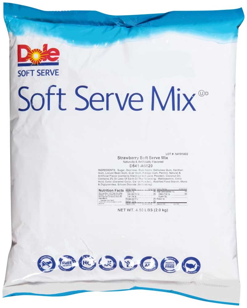 Dole Strawberry Soft Serve Mix - 4.5 Pound (Pack of 4) | Perfect for Ice Cream Shops, Dessert Bars & Frozen Treat Businesses | Bulk Strawberry Ice Cream Powder Mix