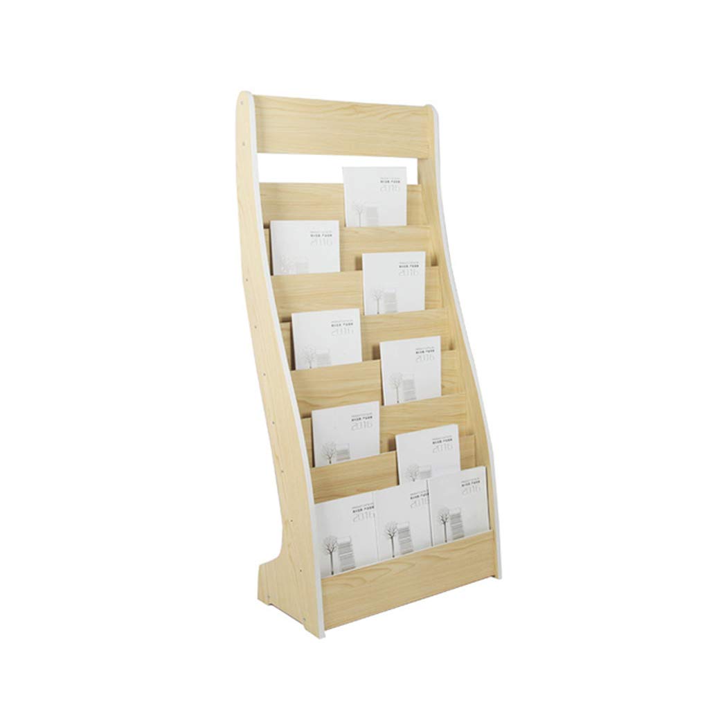 8-Pocket Wooden Mallet Free-Standing Magazine Rack - Stylish Floor Display for Office, Meeting Room & Home Organization