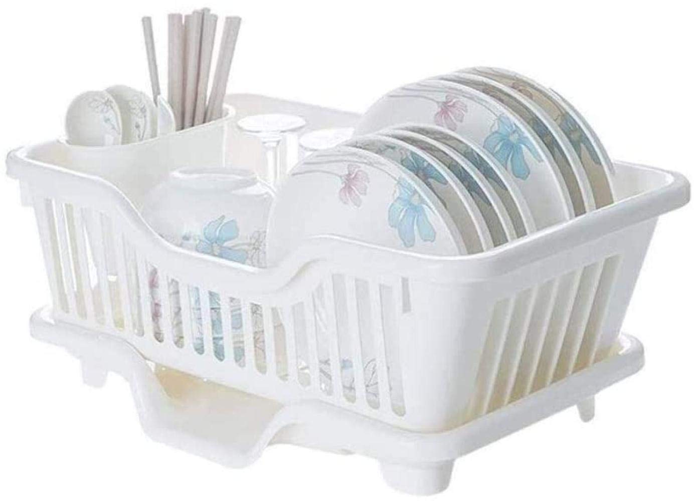 HongLianRiven Kitchen Drying Rack - Dish Drainer, Cutlery Holder for Spoons, Chopsticks & Utensils - Plate, Bowl & Cup Storage Organizer for Countertop - Perfect for Small Spaces & Dish Drying After Washing