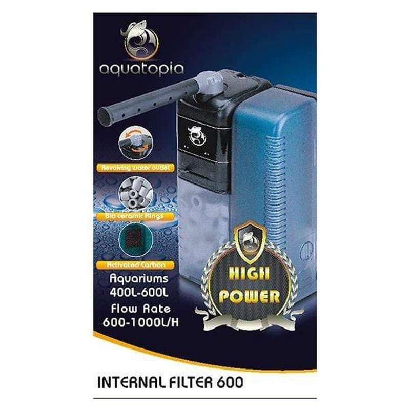 Aquatopia 600L Internal Aquarium Filter - 1000L/hr High Flow Submersible Water Pump for Fish Tanks, Ponds & Aquatic Habitats - Ideal for Freshwater & Saltwater Aquariums, Turtle Tanks & Hydroponics Systems
