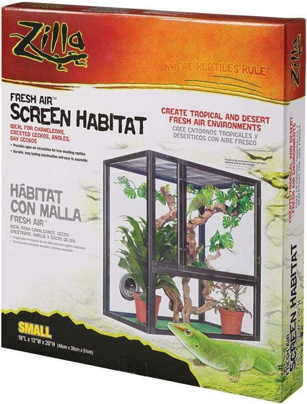 Zilla Fresh Air Screen Reptile Habitat - Lightweight & Ventilated Terrarium for Lizards, Snakes & Geckos - Perfect for Home, Office or Classroom Reptile Enclosures