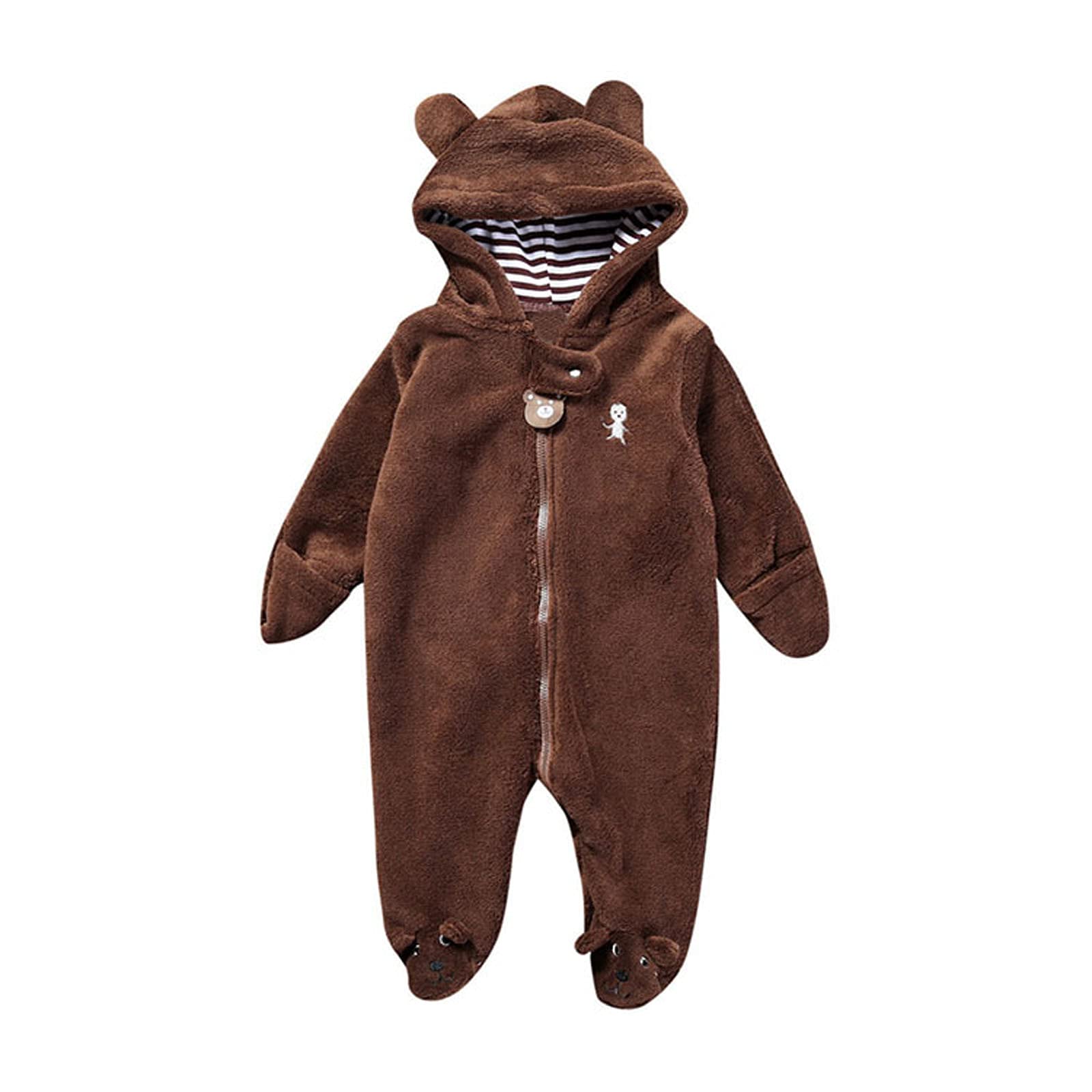 SRTUMEY Kids Hooded Fluffy Jumpsuit - Cartoon Romper for Baby Boys & Girls, Soft Infant Jumpsuit & Outfit, Cozy Children's Clothing for Playtime, Winter Wear & Family Photos