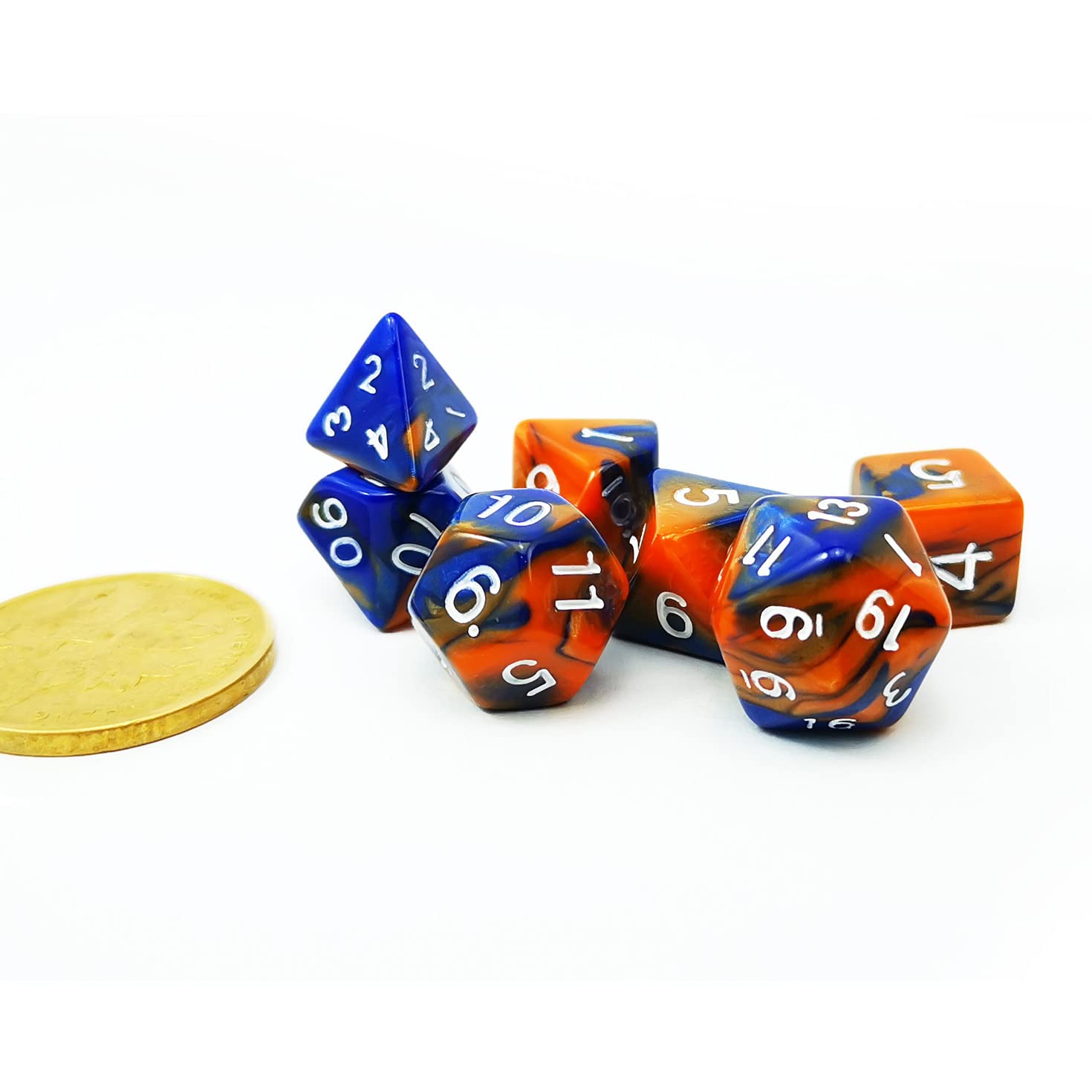 Bescon Mini Two-Tone Polyhedral RPG Dice Set - 10mm Small Dice (D4-D20) for Tabletop Gaming, D&D, Pathfinder & Board Games