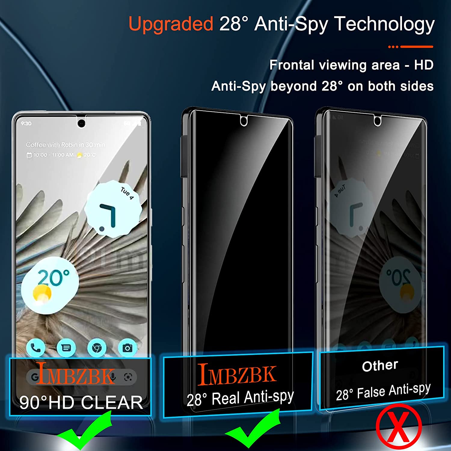 Google Pixel 7 Pro Privacy Screen Protector - Anti-Spy Tempered Glass with HD Clarity - Perfect for Office, Banking & Public Use (2023 Model)