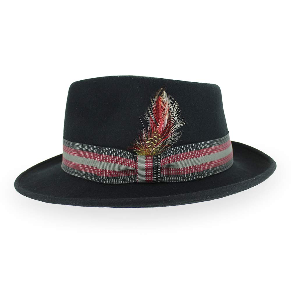 Belfry Gangster 100% Wool Crushable Fedora Hat - Black, Grey, Navy - Perfect for Dress & Casual
