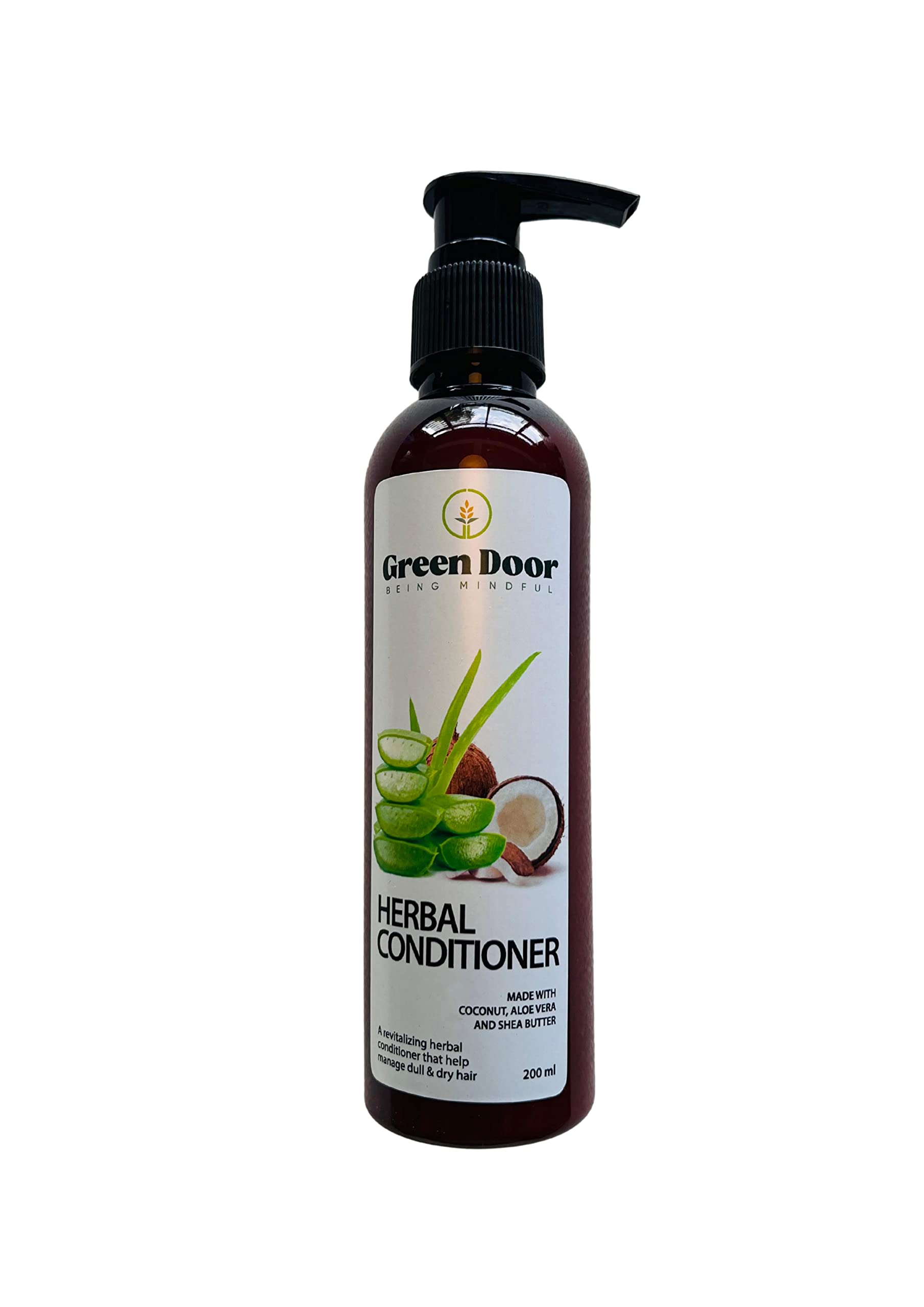Green Door Natural Herbal Conditioner with Coconut, Aloe Vera & Shea Butter - 200ml | Hydrating & Nourishing Hair Care for Dry, Damaged Hair | Salon-Quality Treatment at Home