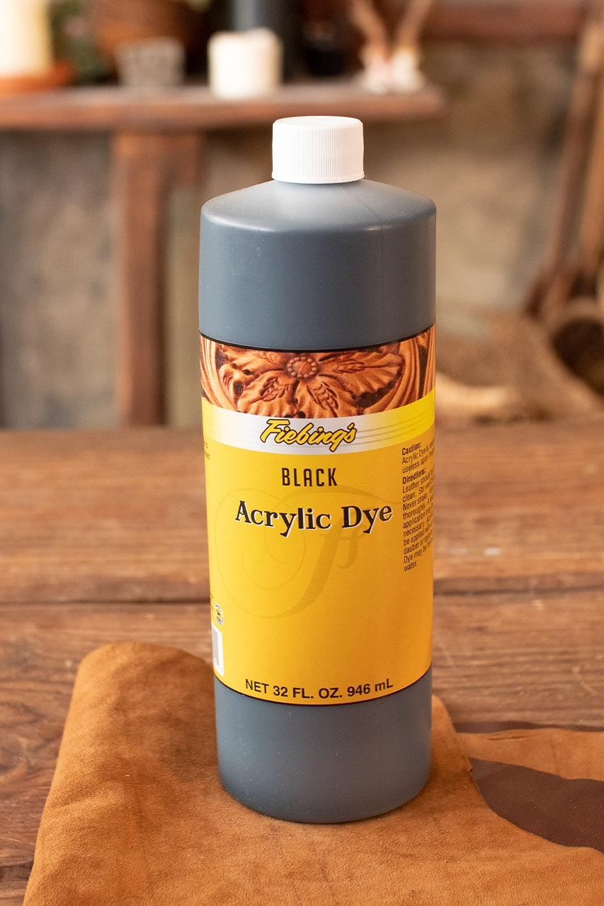 Fiebing's Acrylic Leather Dye 32 oz (946 ml) - Professional Black Leather Dye for Shoes, Bags & Furniture - Long-Lasting, Water-Resistant Leather Coloring Solution