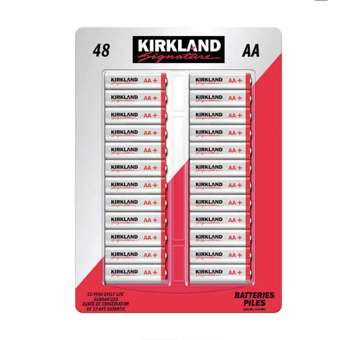 Kirkland Signature 1.5V AA Alkaline Batteries 48-Pack - Long-Lasting Power for Toys, Flashlights, Remote Controls & Electronics
