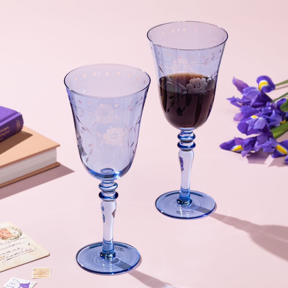 Premium Etched Crystal Glass Set - 6-Piece Elegant Drinking Glasses for Wine, Champagne & Cocktails - Perfect for Weddings, Parties & Special Occasions
