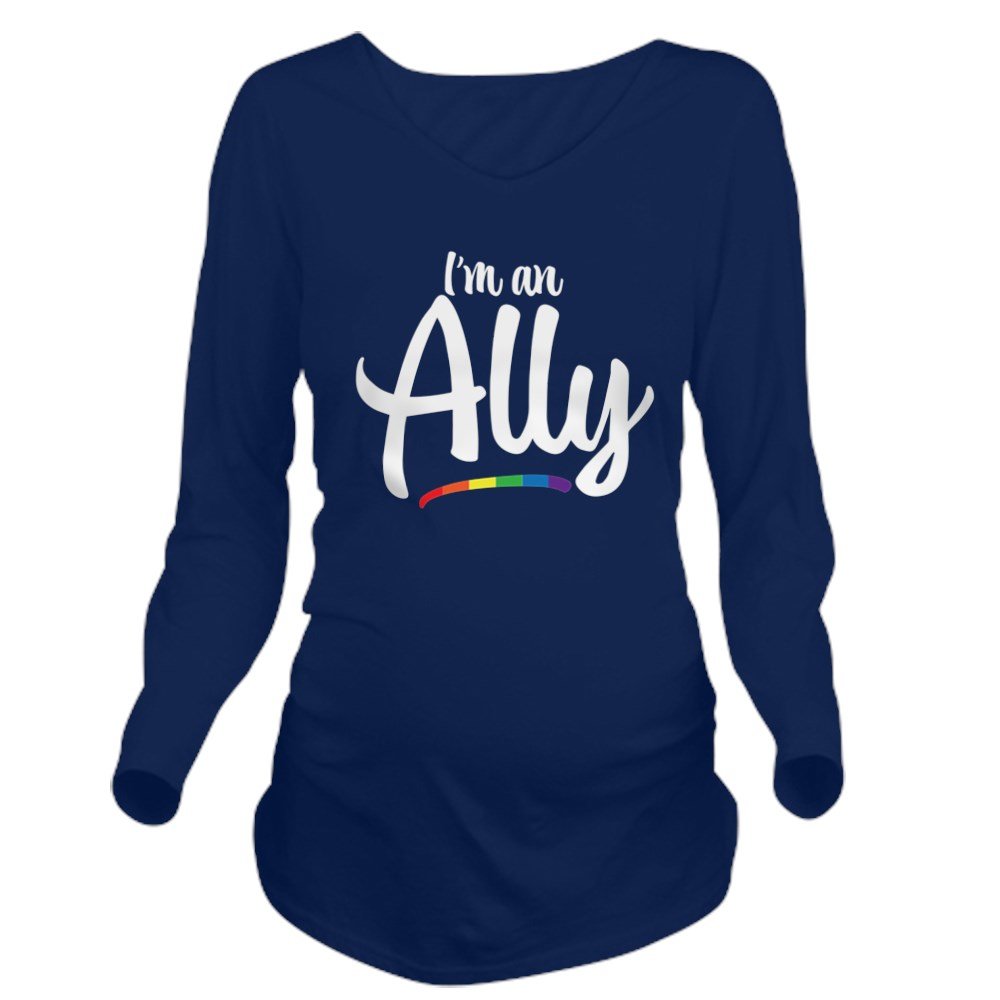 I'm an Ally Gay Pride Long Sleeve Maternity T-Shirt - Supportive Pregnancy Tee for LGBTQ+ Moms | CafePress