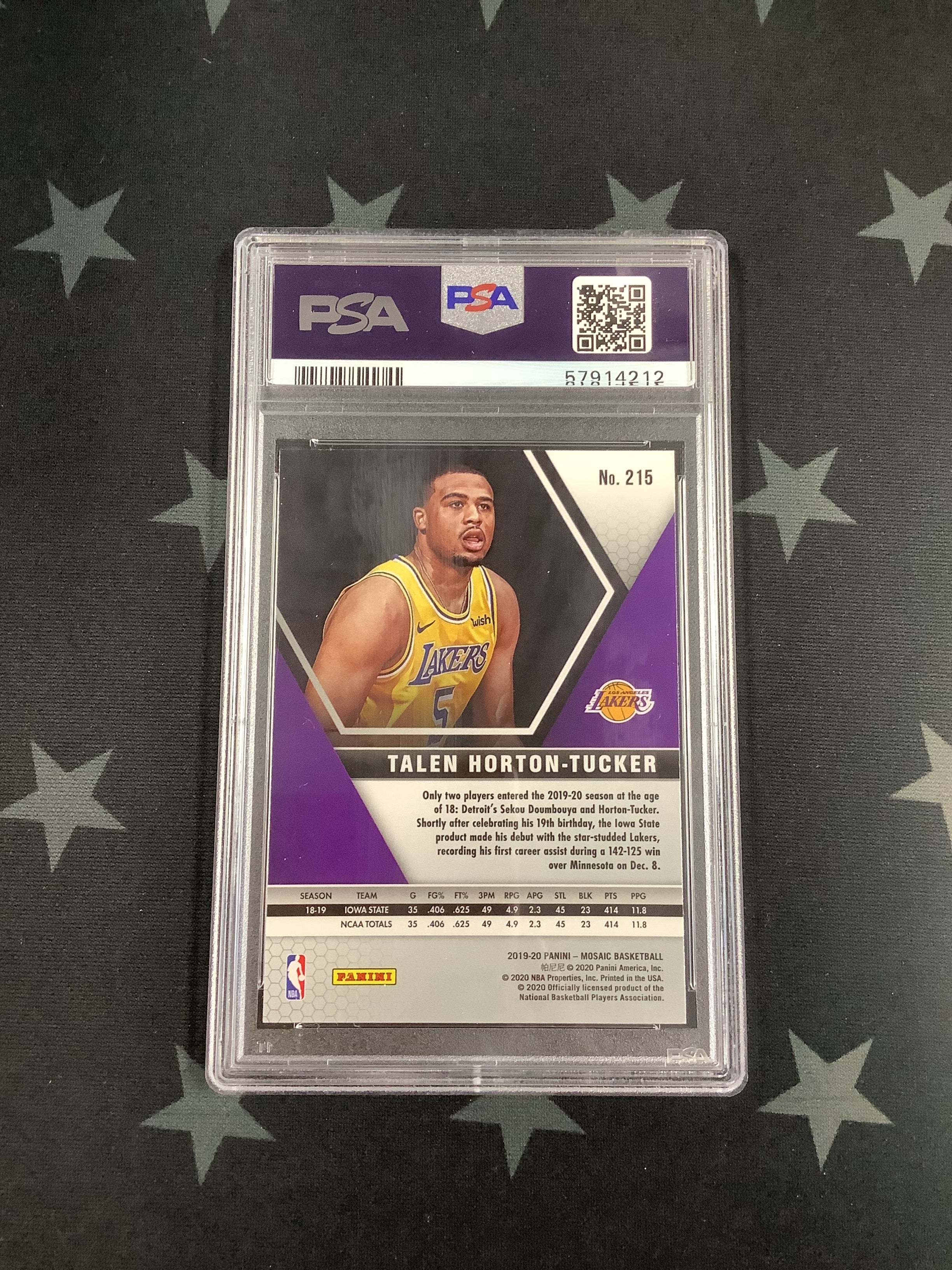 2019 Panini Mosaic Basketball Card - Talen Horton-Tucker #215 PSA Mint 9 (57914212) | Rare Collectible for NBA Fans & Sports Memorabilia Enthusiasts
