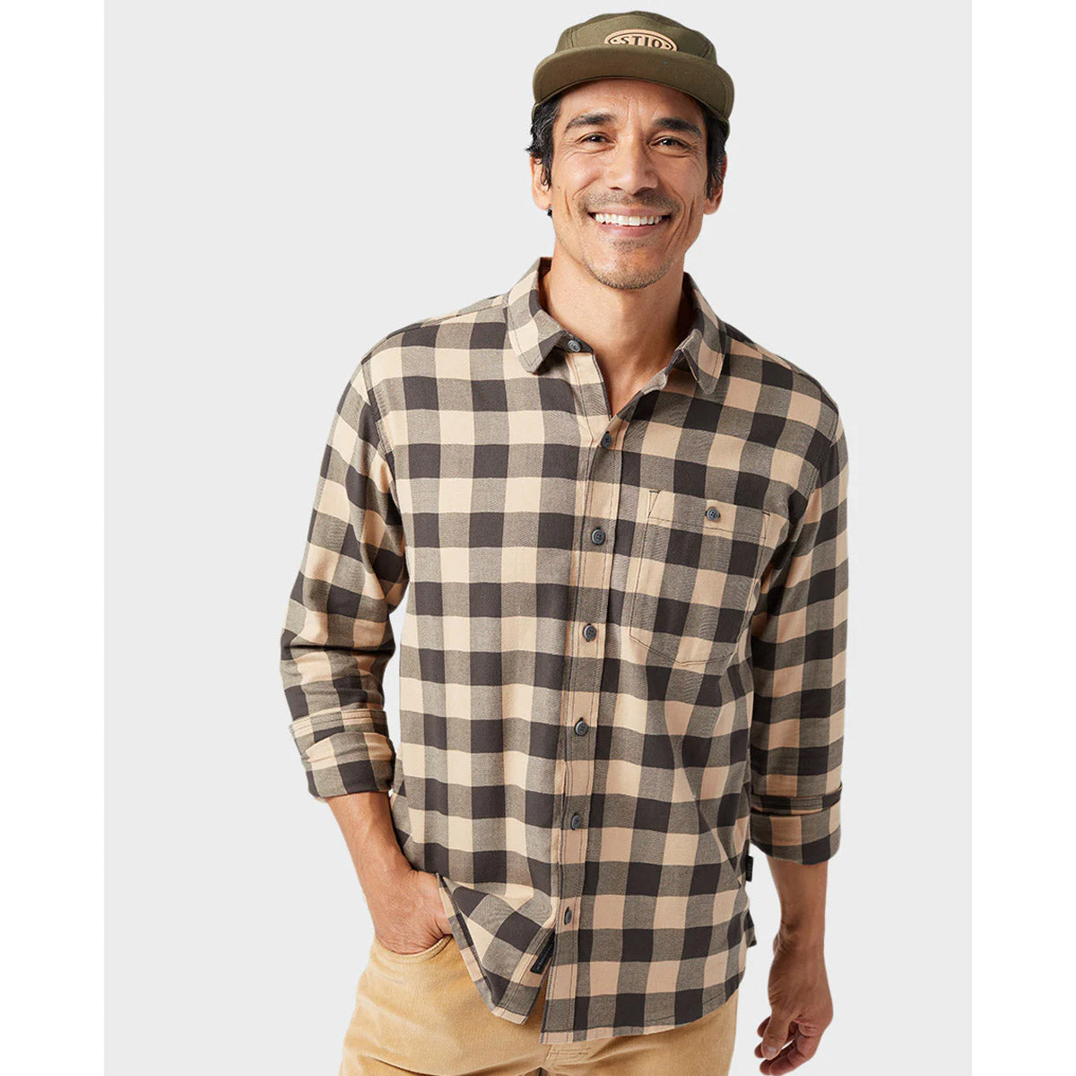 Men's Miter Stretch Lightweight Flannel Shirt - Comfortable Casual Button-Up for Outdoor Activities & Everyday Wear