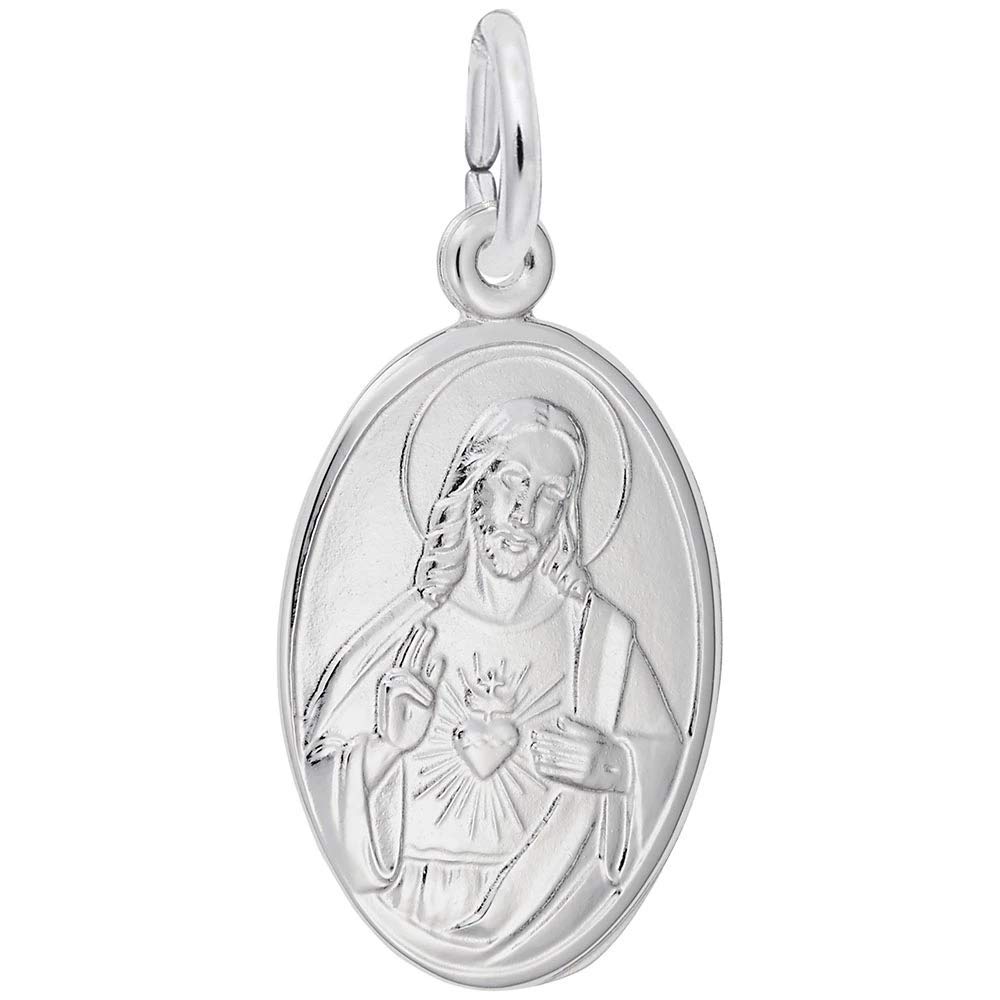Baxley Jewelry 2020 Sterling Silver Sacred Heart Oval Disc Charm - Religious Gifts for Women, Perfect for Baptism, First Communion & Spiritual Occasions