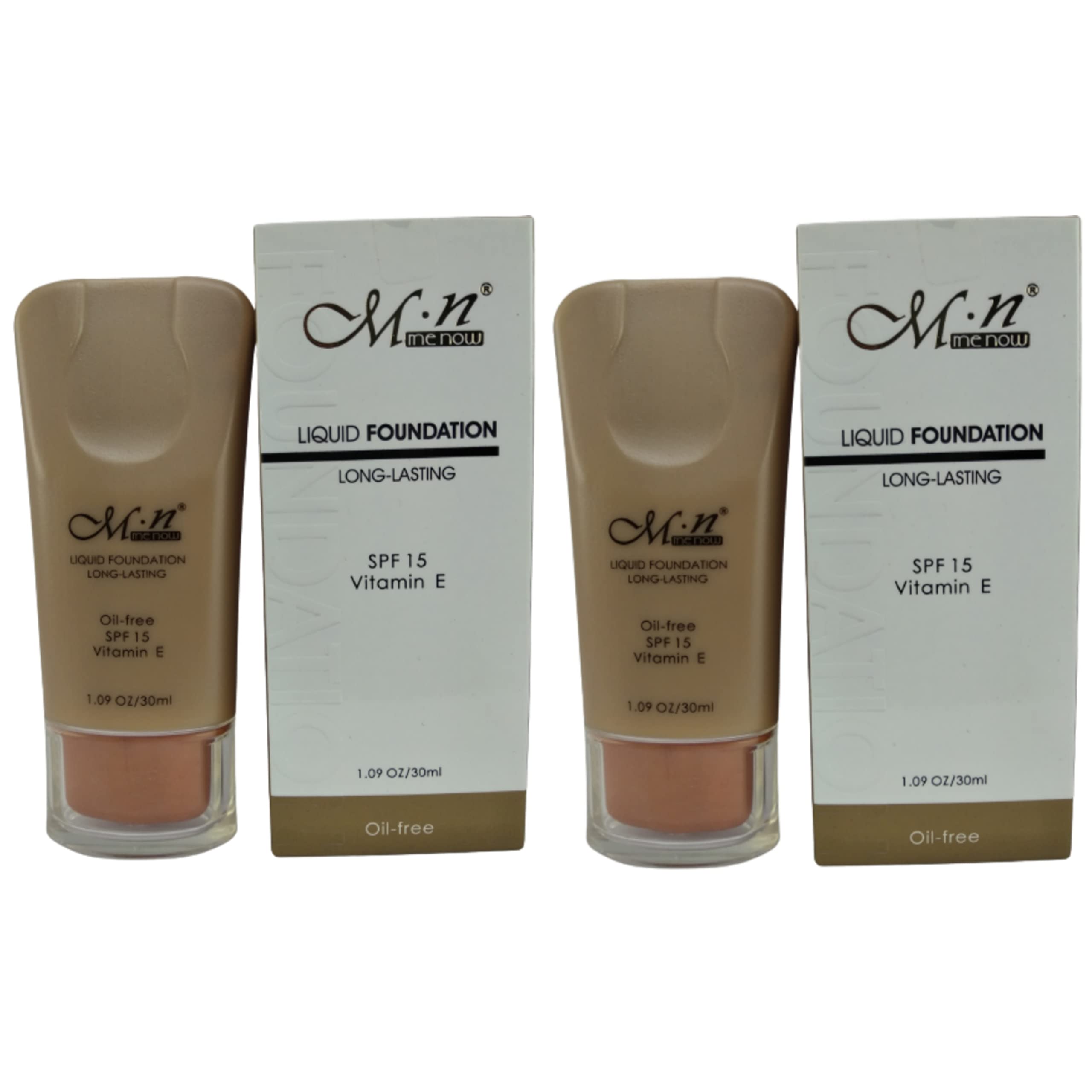 URJUWANI MN Oil-Free Long-Lasting Liquid Foundation with SPF 15 - 2 Pack (Beige, 30ml Each) - Lightweight, Matte Finish for All-Day Wear - Perfect for Daily Makeup, Work & Special Occasions