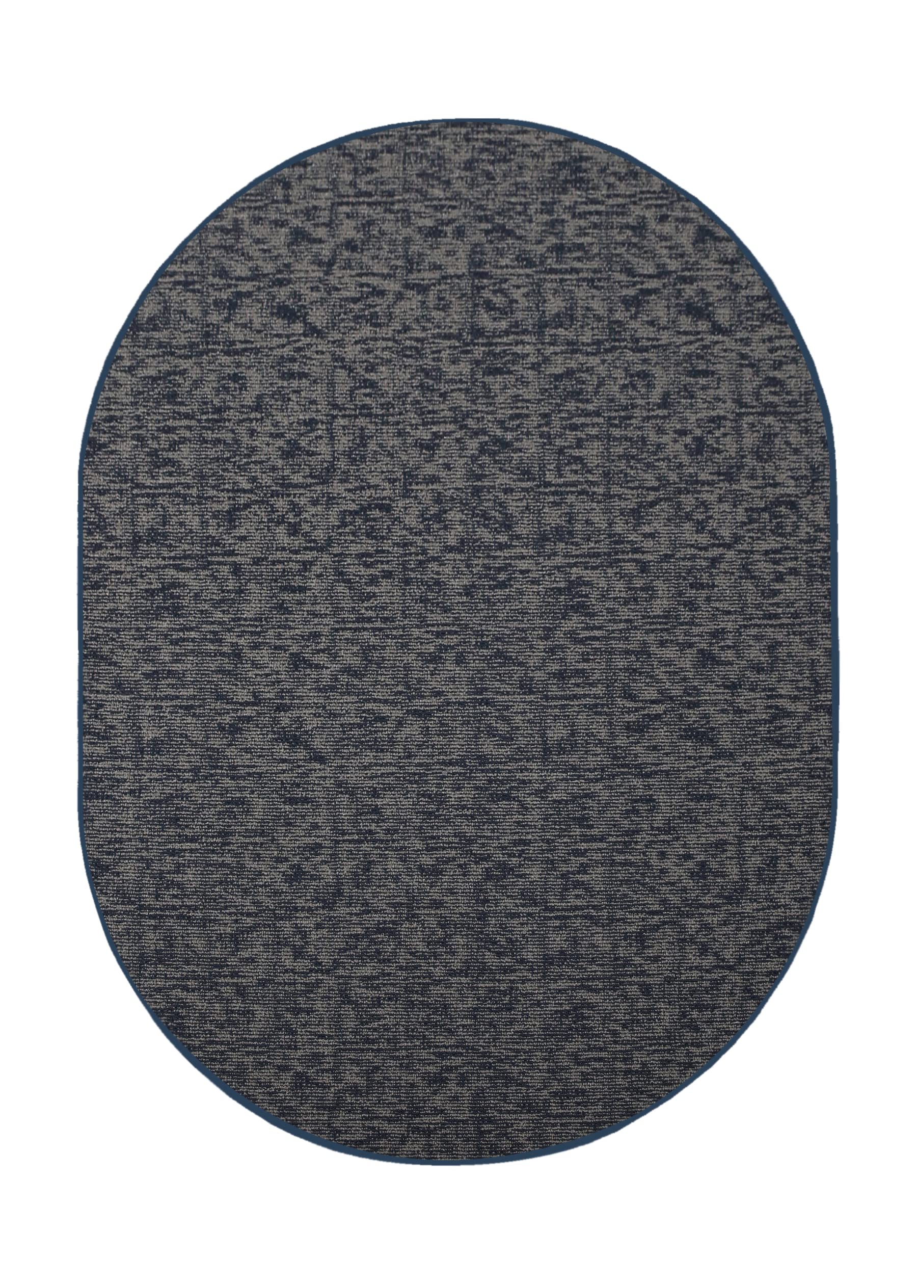 Custom Size Navy 3' x 5' Oval Indoor Outdoor Area Rugs - Soft Ambient Carpet for Patio, Deck, Living Room & Bedroom
