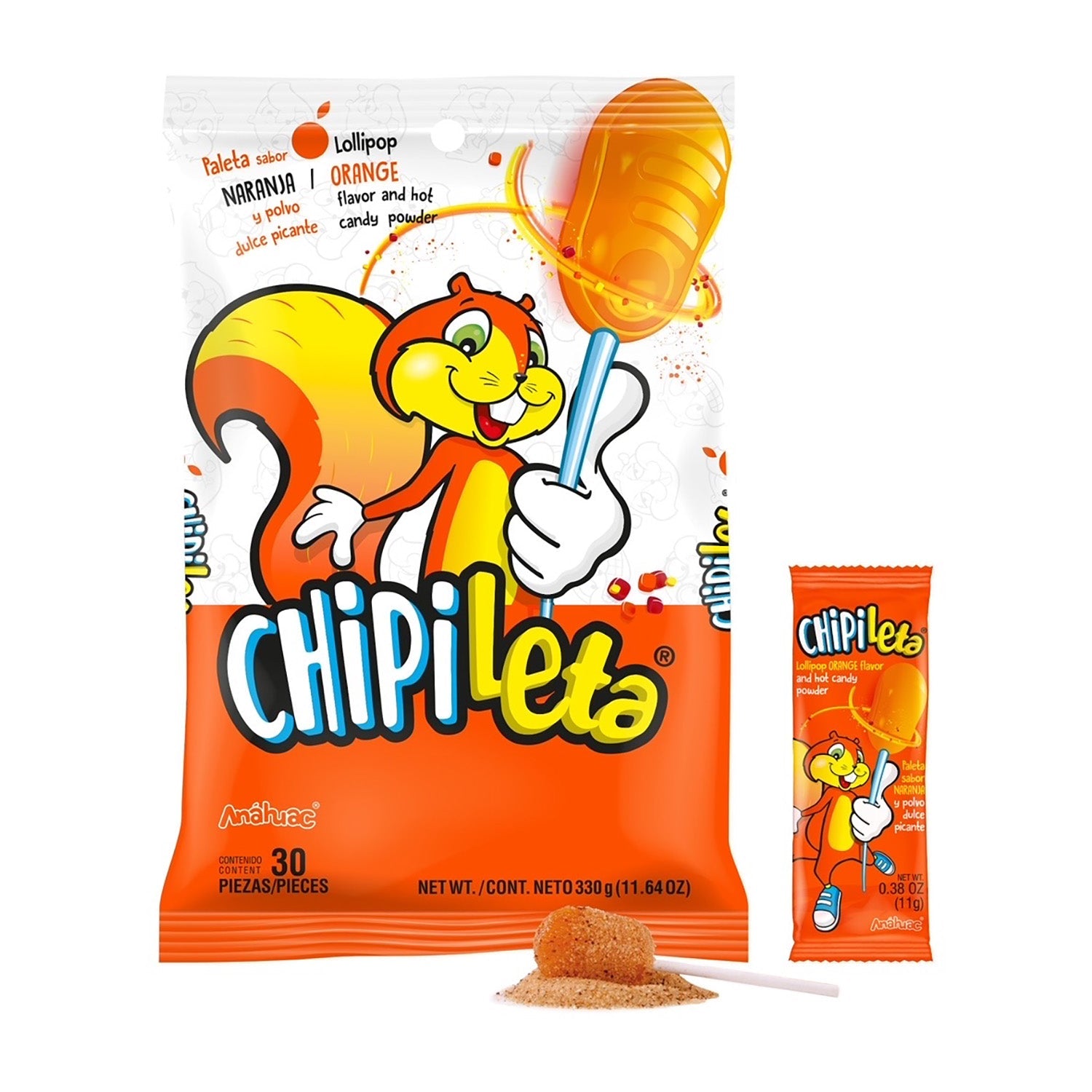 Dulces Anáhuac Chipileta Orange Flavored Candy | 30 Count Bag | Perfect for Parties, Snacking & Mexican Desserts