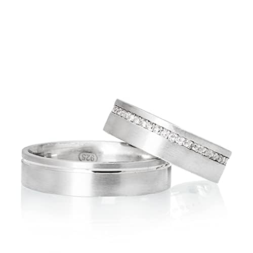 925 Sterling Silver Matching Wedding Rings for Couples - Personalized His & Hers Wedding Band Set - Elegant & Durable for Anniversaries, Engagements, and Everyday Wear