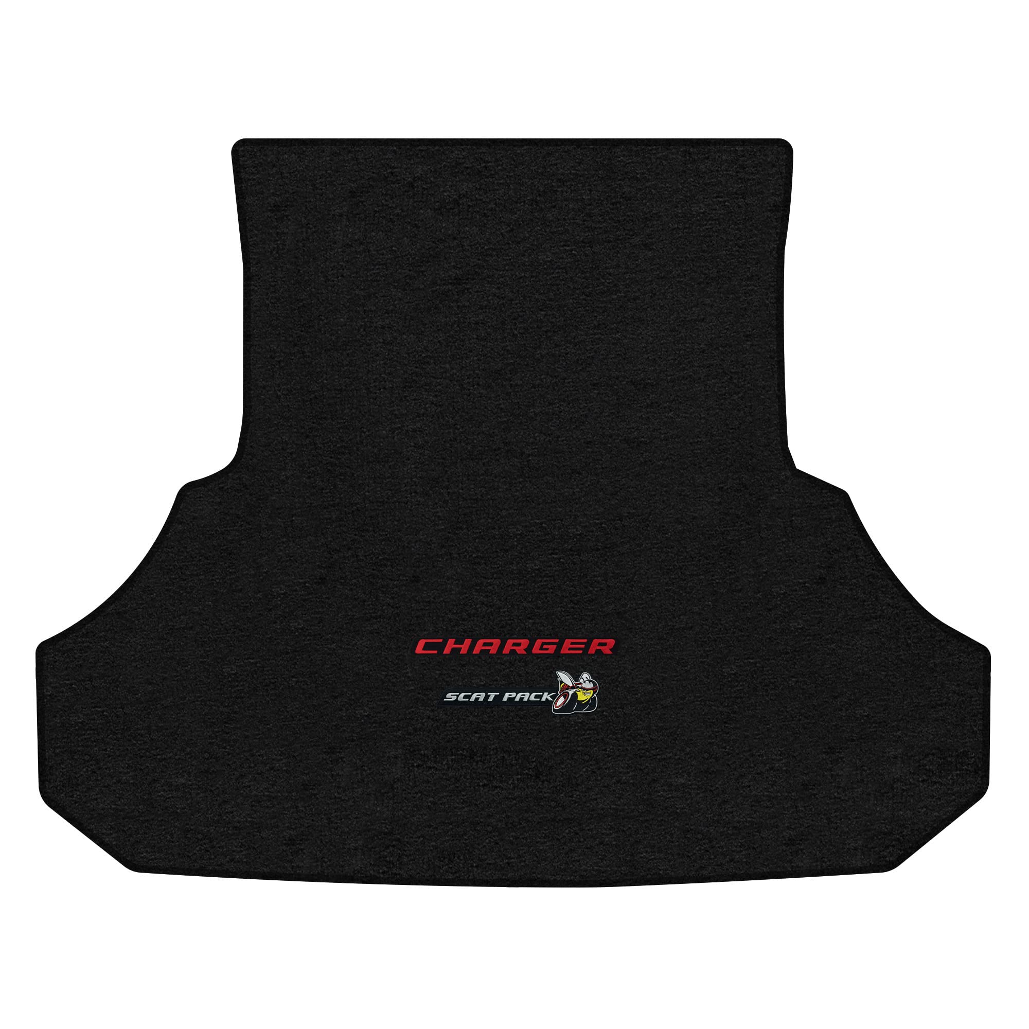Premium Custom-Fit Carpeted Floor Mats for Dodge Charger 2015-2023 | Luxury Car Floor Liners with Scat Pack Logo | Perfect Fit for Dodge Charger SXT/RT/Scat Pack | Red & Black Design | Includes Trunk Mat (Charcoal) | Ideal for Daily Commute & Road Trips