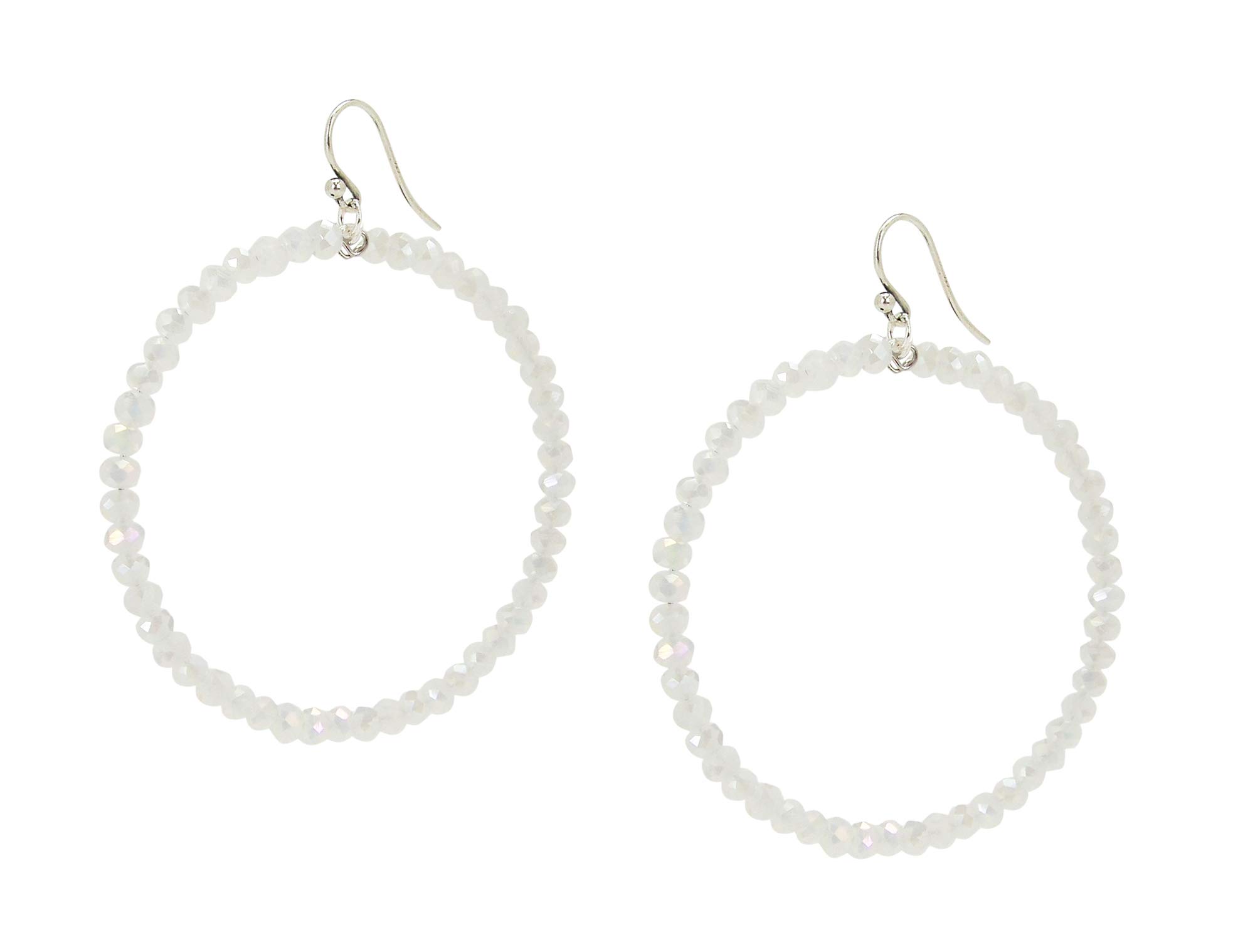 Chan Luu Silver Hoop Earrings with White Crystals for Women's Fashion
