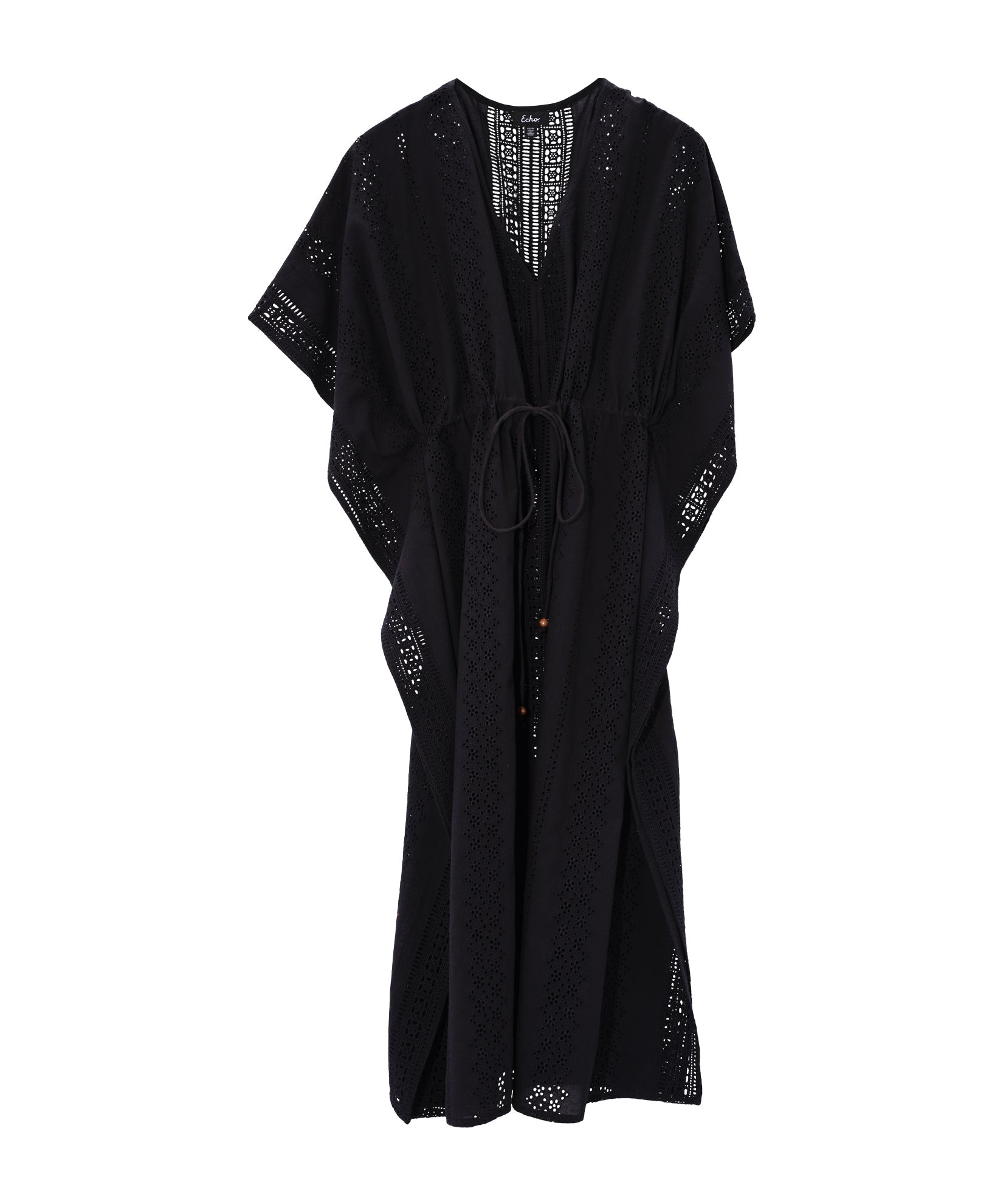 Elegant Eyelet Butterfly Maxi Caftan Dress for Women - Flowy Boho Summer Beach Cover Up & Vacation Outfit