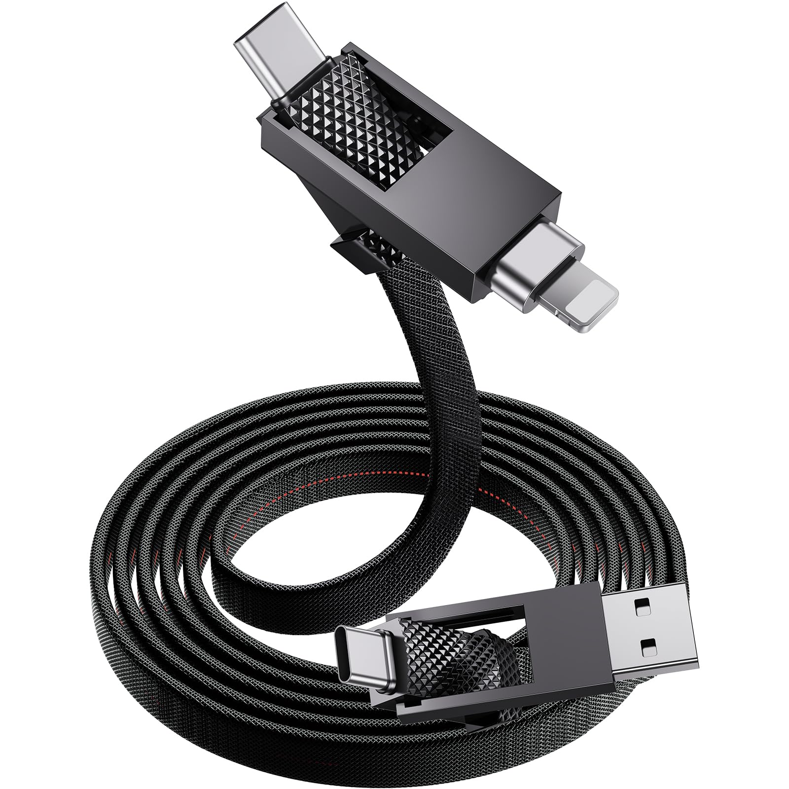 4-in-1 Charging Cable 4ft - USB A to USB C to Lightning Cable [60W Fast Charging & Data Sync] Multi-Device Travel Charger for iPhone 15 Pro Max/14/13, Samsung Galaxy, iPad - Perfect for Home, Office & Travel Accessories