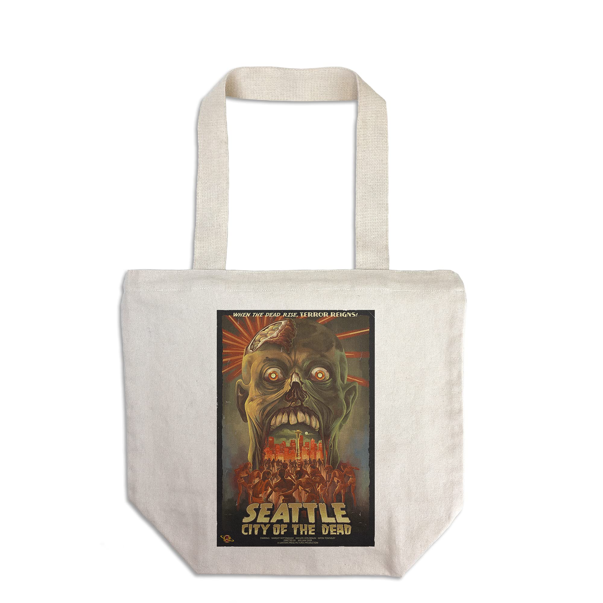 Lantern Press Seattle Zombies City of The Dead - 100% Cotton Canvas Reusable Tote Bag for Shopping, Beach & Daily Use