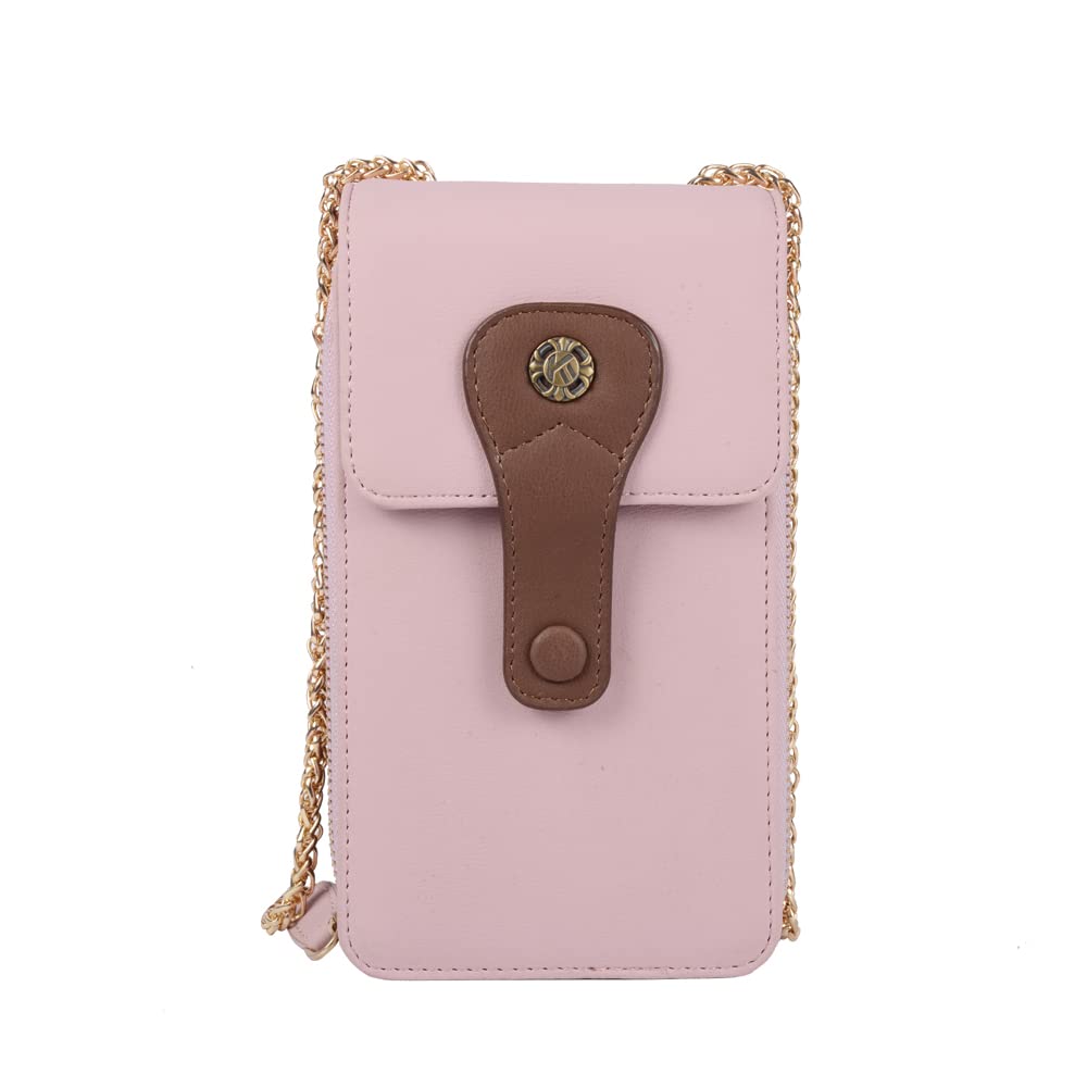 Women's Leather Crossbody Phone Purse with Card Slots - Stylish Shoulder Bag for iPhone & Android (Light Pink) | Perfect for Shopping, Travel & Everyday Use