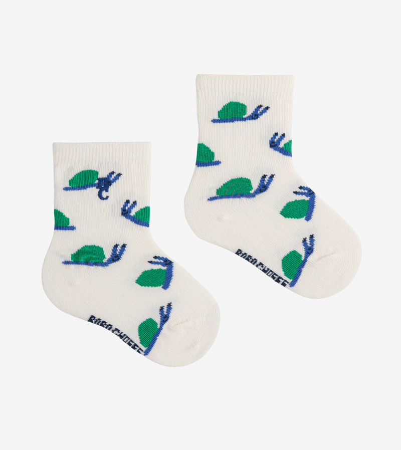 Bobo Choses Cute Baby Snail Print Short Socks - Soft Cotton Ankle Socks for Boys & Girls - Perfect for Playtime, Daycare & Family Outings