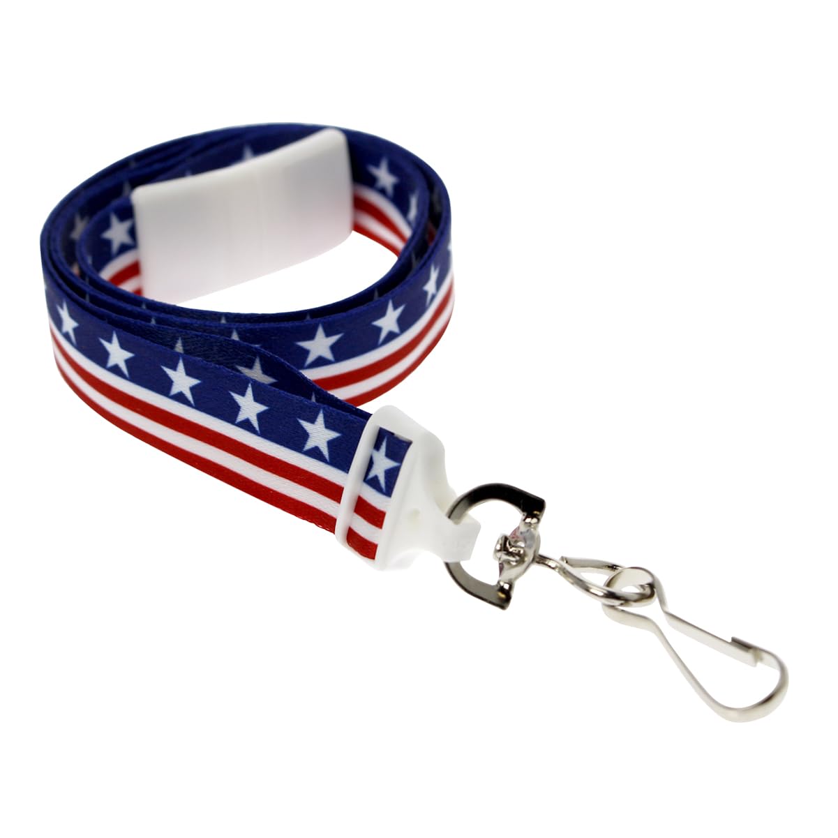 USA Flag Lanyard 100 Pack - Breakaway ID Badge & Key Holder for 4th July - Office, School, Events