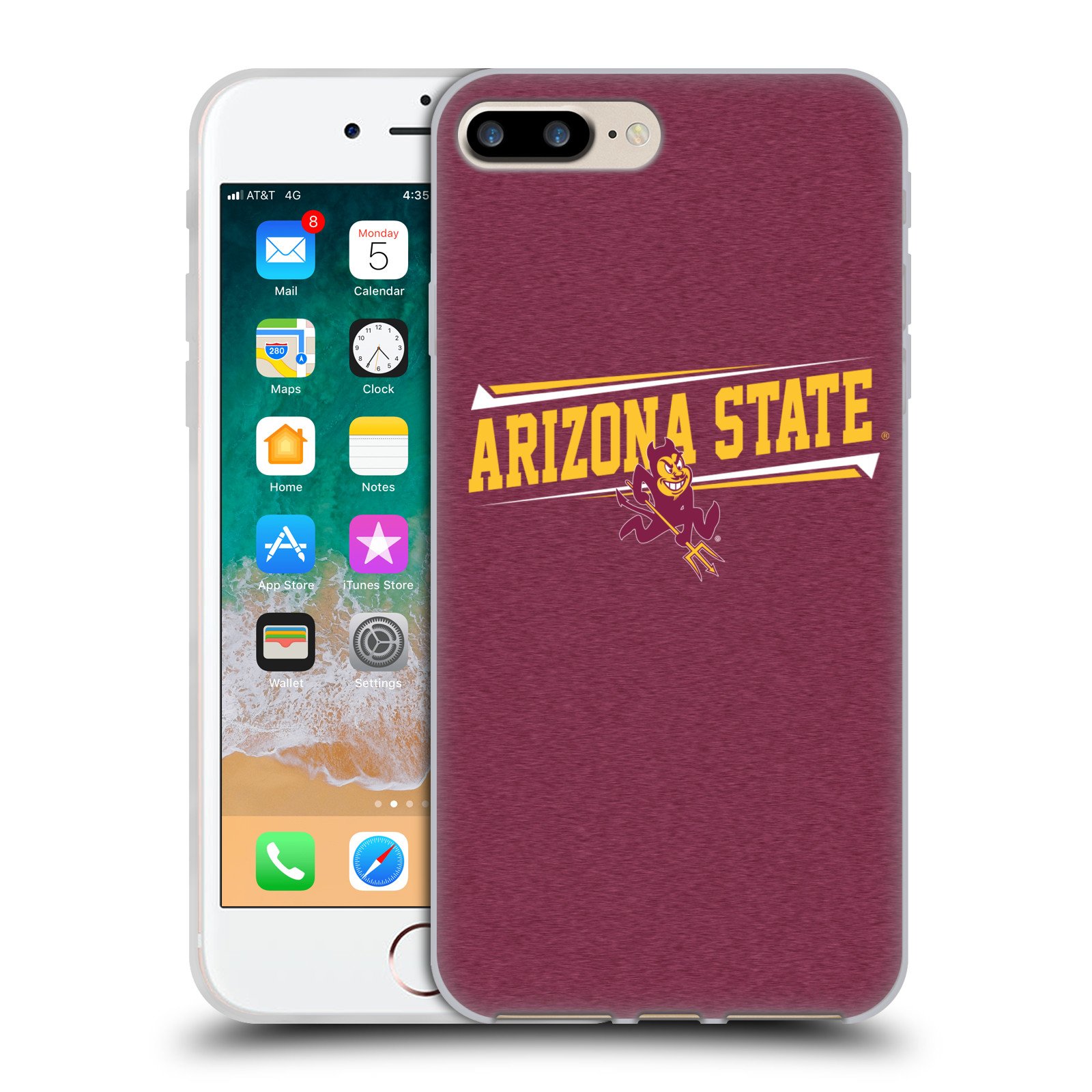 Officially Licensed Arizona State University ASU Soft Gel Phone Case for Apple iPhone 7 Plus & iPhone 8 Plus - Durable Double Bar Protection for Everyday Use, School & Travel