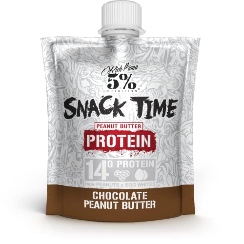 5% Nutrition Snack Time Protein Shots - 10 Pack Chocolate Peanut Butter | Squeezable High Protein Snack Pouches with Peanuts & Egg Whites | Perfect for Gym, Hiking & On-the-Go Nutrition | Keto & Low Carb Friendly Protein Boost
