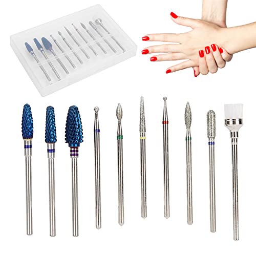 10PCS Professional Nail Drill Bit Set for Manicure & Pedicure - Electric Nail Drill Machine Accessories for Cleaning, Polishing & Shaping - Perfect for Home Use & Nail Salons - Essential Nail Art Tools for DIY & Professional Grooming