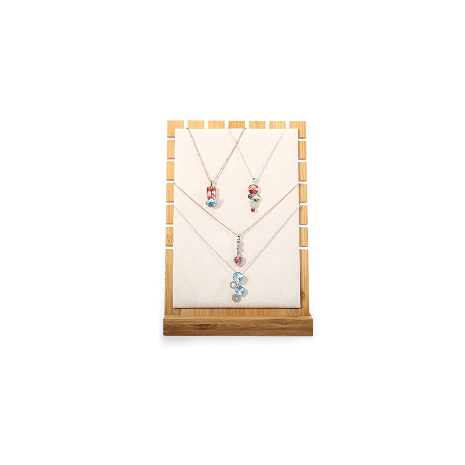 Vertical Wooden Jewelry Organizer & Display Stand - Multi-Function Necklace & Earring Storage Box for Women (Beige) | Perfect for Bedroom, Dresser, or Gift Giving