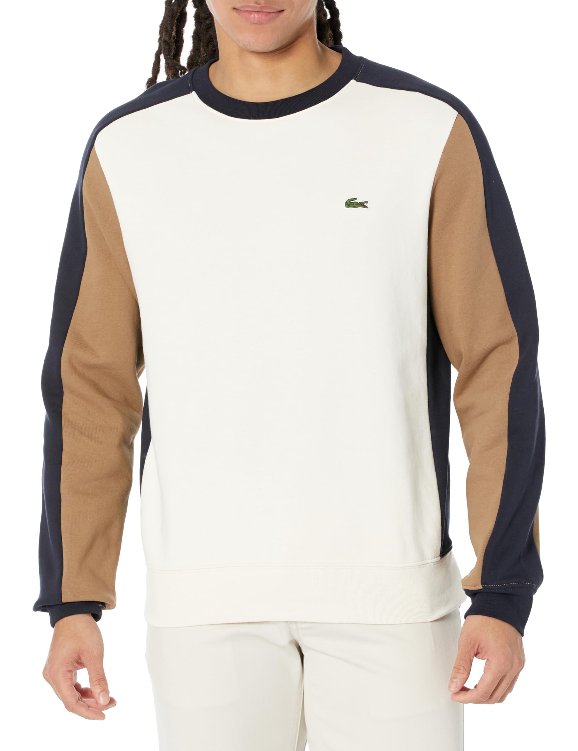 Lacoste Men's Colorblocked Classic Crew Neck Sweatshirt | Casual Cotton Pullover | Perfect for Everyday Wear, Gym & Weekend Outings