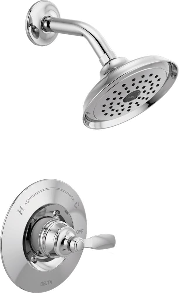 Delta Faucet Woodhurst 14 Series Single-Handle Chrome Shower Faucet & Trim Kit with Single-Spray Shower Head - T14232 (Valve Not Included) - Perfect for Modern Bathroom Renovations & Spa-Like Shower Experience