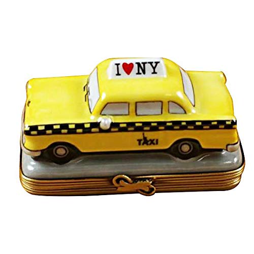 Authentic Limoges Porcelain Figurine - Yellow Taxi 'I Love New York' Collectible from France | Perfect for Home Decor, Gift & NYC Souvenir