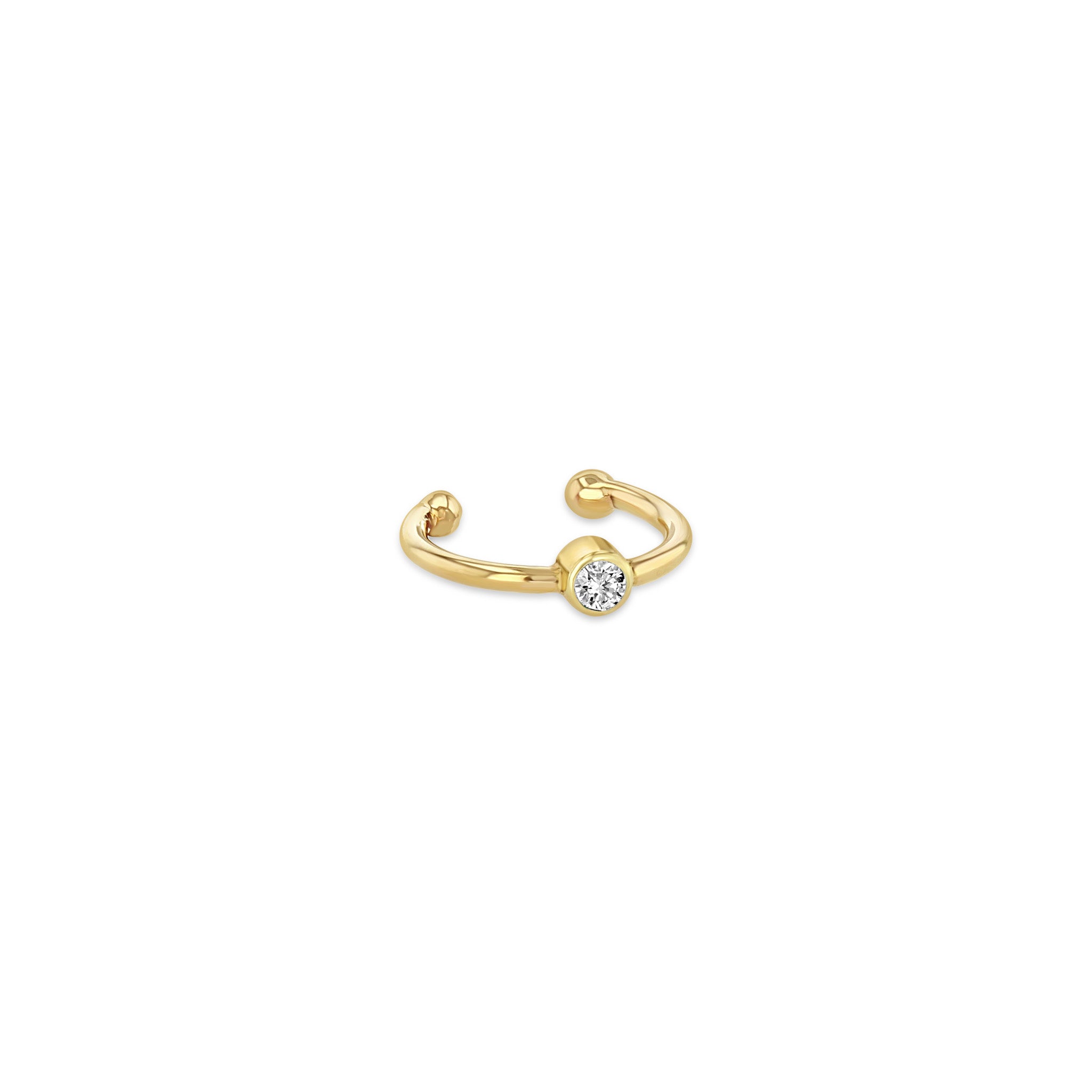14K Gold Diamond Bezel Ear Cuff - Elegant Cartilage Earring for Women - Perfect for Parties, Weddings & Everyday Wear