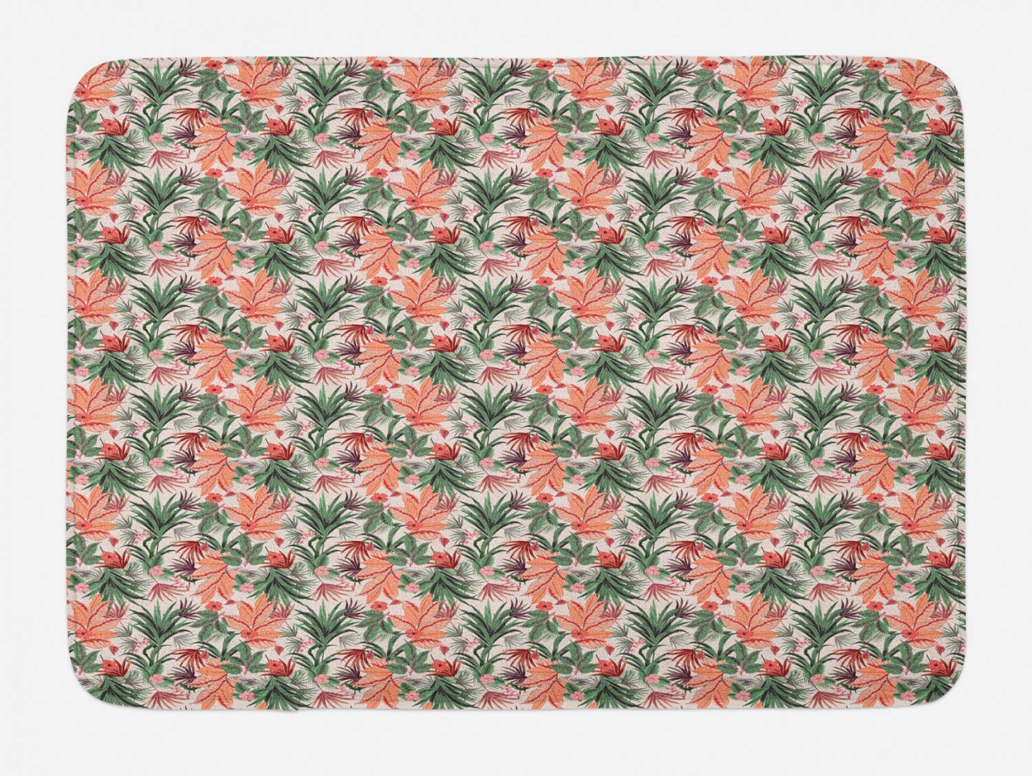 Ambesonne Botanical Bath Mat - Non-Slip Plush Bathroom Rug with Tropical Leaves Print, 30.2