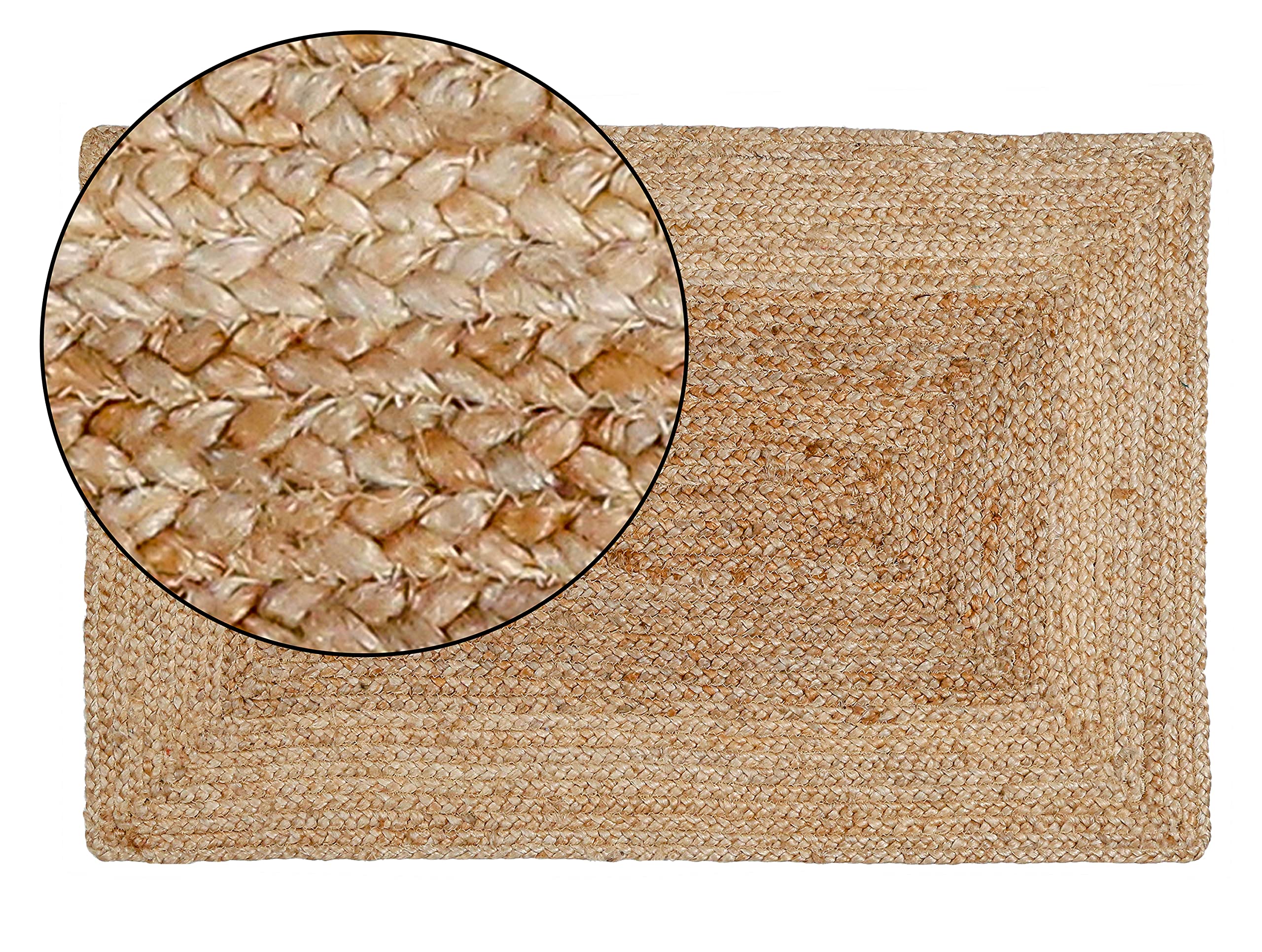 2x3 Ft Jute Braided Rug - Reversible, Durable & Sustainable Chindi Jute Rug for Bedroom, Kitchen, Living Room | Natural 24x36 Floor Mat for Home Decor, Eco-Friendly Shag Rug Pad
