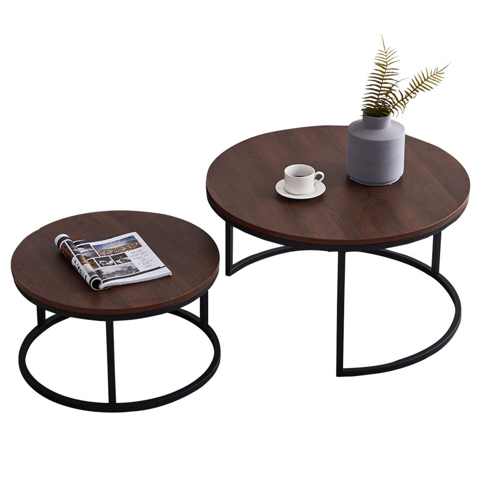 SONGBIRDTH Round Coffee Table with Removable Top - Multi-Purpose Metal Frame Design for Living Room, Dining Area & Home Decor - Non-Scratch Foot Caps in Black/Brown | Perfect for Tea Time, Entertaining Guests & Stylish Interior Design
