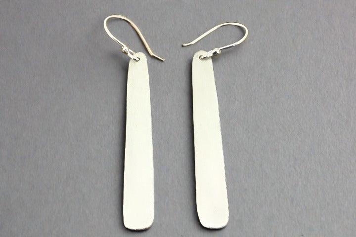 Stylish Narrow Convex Matte Drop Earrings in Sterling Silver - Perfect for Everyday Wear & Special Occasions