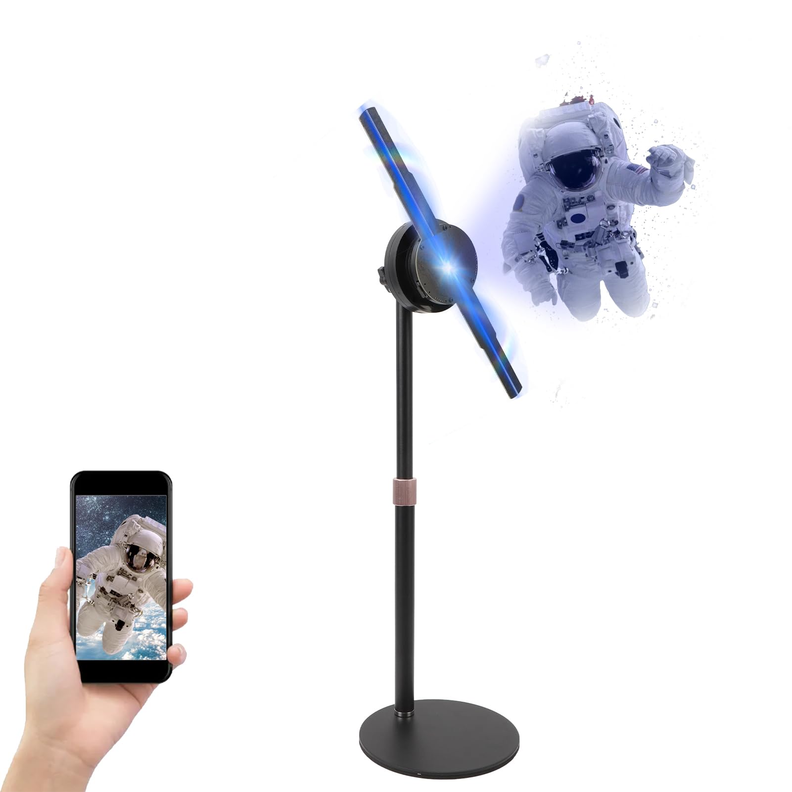 3D Holographic Fan with 256 LED Lights - HD Hologram Projector for Advertising Display, APP Controlled, 16GB Built-in Memory, Compatible with Windows/Android/iOS - Perfect for Retail Stores, Trade Shows, and Digital Signage
