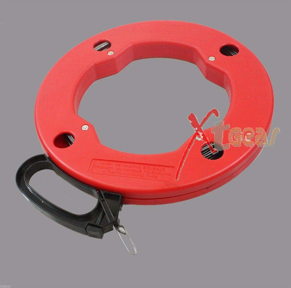 100ft Fish Tape Electrical Wire Puller - Heavy Duty Cable Reel for Electricians | Ideal for Running Wires Through Conduit & Tight Spaces