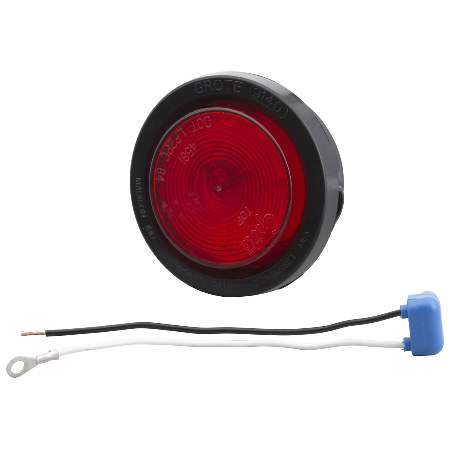 45042 Red 2.5 Inch Round Clearance Marker Light with Optic Lens - Complete Kit (Includes 45812, 91400 & 67050) for Trucks, Trailers & Heavy Equipment Safety Lighting