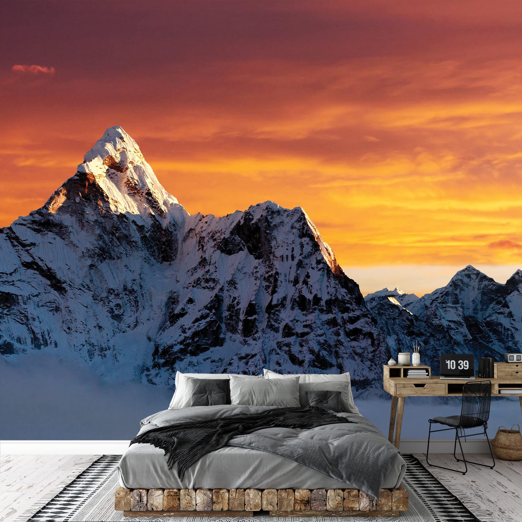 Wall26 - AMA Dablam on The Way to Everest Landscape Wall Mural - Removable Peel & Stick Wallpaper - 66x96 Inches Large Wall Art - Perfect for Living Room, Bedroom, Office Decor