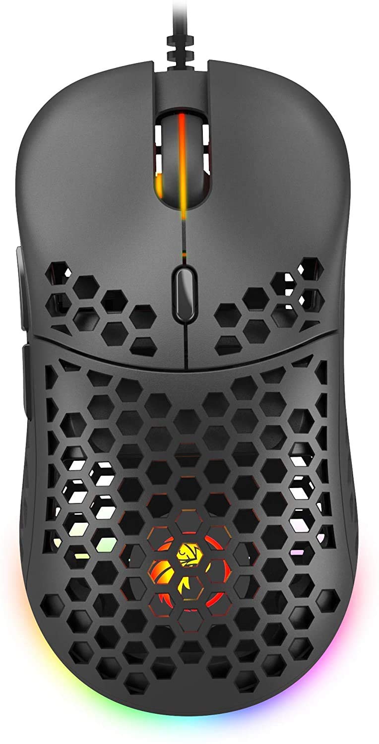 Matar MT-X24 Honeycomb Ultra Lightweight Gaming Mouse - 60g Weight, 16000 DPI, Pixart 3389 Sensor (Black) | Perfect for FPS, MOBA & Esports Gaming