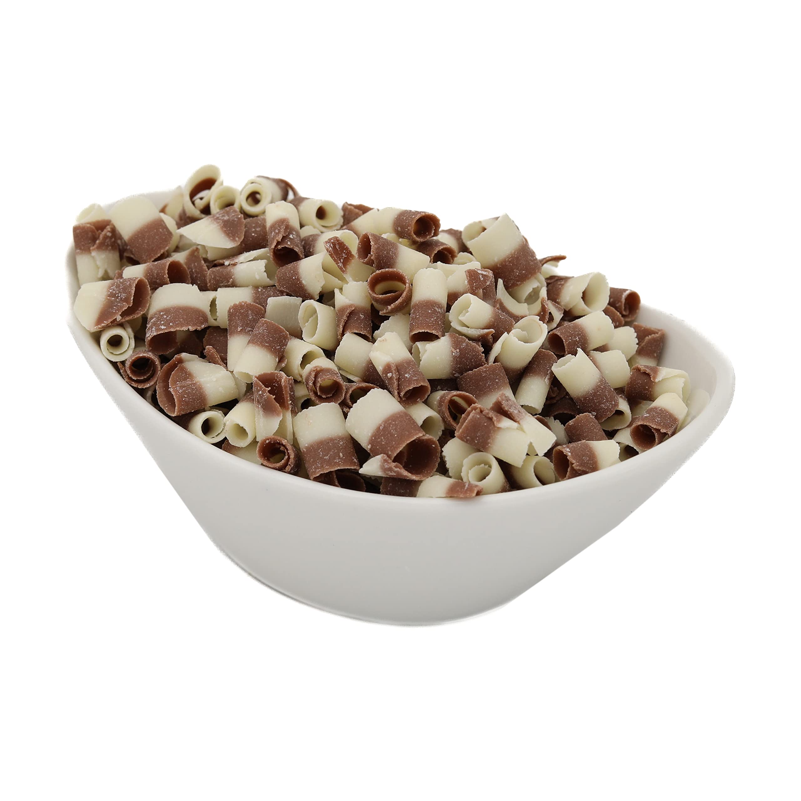 OliveNation Striped Milk & White Chocolate Curls - 5 lbs | Non-GMO, Gluten Free Real Chocolate Decorations for Baking, Desserts & Coffee Toppings | Perfect for Cakes, Cupcakes, Ice Cream & Hot Cocoa Garnish