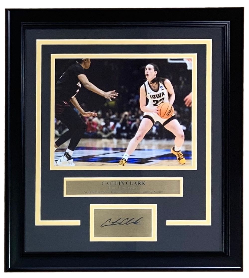 Authentic Caitlin Clark 8x10 Photo Frame - Iowa Hawkeyes White Jersey with Laser Engraved Autograph - Perfect for Sports Memorabilia Collectors and Iowa Hawkeyes Fans Display